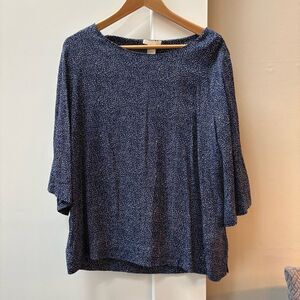 H&M Navy & White Dotted Print Blouse – Size 12